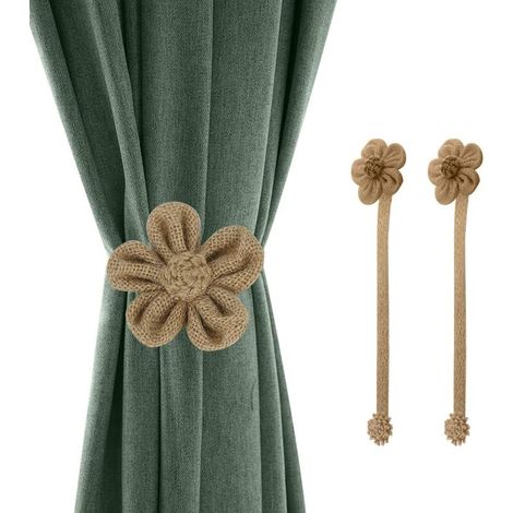 Magnetische Gardinenhalter, 2 schlichte und elegante Stück, dekorative Sonnenblume, Strickkordel, Gardinenhalter, Raffhalter-Accessoires für die Dekoration von Wohn- und Büroräumen