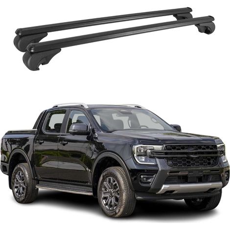 OMAC Aluminium Dachträger Querträger für Ford Ranger 2011-2026 DoubleCab – TÜV / DIN 75302:2019 – Abschließbar – Max. 75 kg – 2 Stangen Schwarz (1/5)