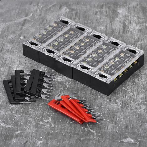5 unités de bornier à vis double rangée 5 positions 600V 15A + 10 bandes isolantes préinstallées (1/5)