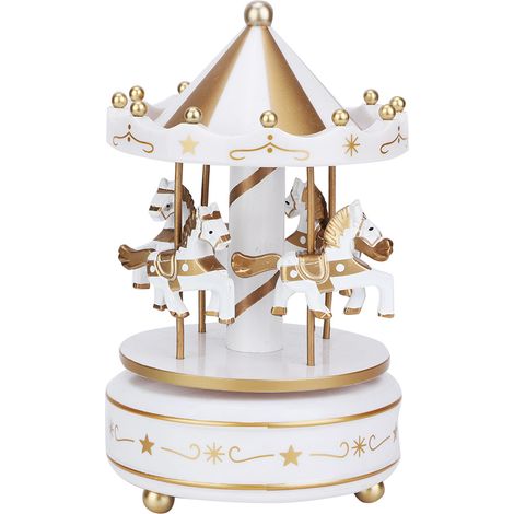 Carillon rotondo Merry GO, regalo di Natale, matrimonio, compleanno, decorazione bianca.
