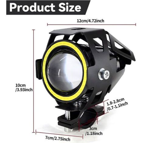 Feux antibrouillard LED moto - - Mini projecteur - Aluminium - Système de refroidissement intelligent (1/4)