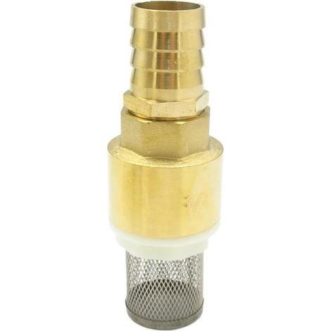 Clapet de pied – 16 mm / 3/4 – DN20 – en Laiton et Acier inoxydable – Clapet anti-retour avec crépine d'aspiration pour Pompe puit, vide cave, diesel, fioul"