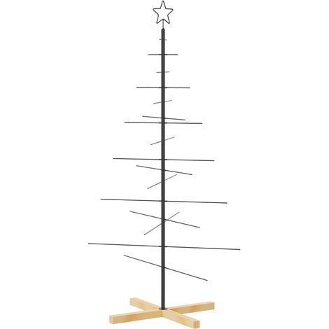 Arbre de Noël Sapin de Noël en métal avec base en bois noir 150 cm (1/5)