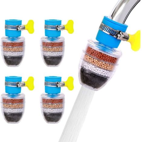 4 pièces Rond à Charbon filtre de robinet Cuisine Filtration Le Charbon Actif filtreRobinet de Maison PurificateurHome Eau Robinet FiltresRobinet Filtre à Eau Purificateur pour CuisineSalle de Bains (1/5)