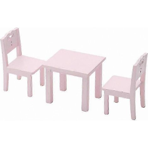 Ensemble table et chaises pour jeux de rôle d'enfants - Ensemble trois pièces, pour des jeux créatifs et amusants, rose (1/5)