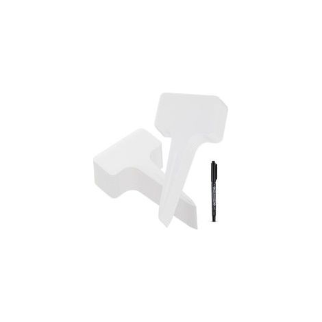 Lot de 100 étiquettes en plastique de type T pour plantes, étiquettes de jardin pour pépinière, étiquettes de jardinage réutilisables avec stylo marqueur, blanc (1/5)