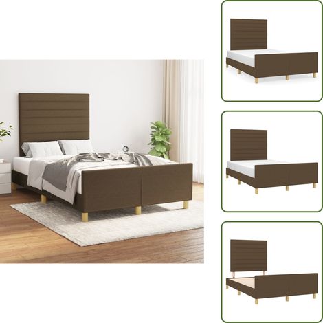 Bettgestell ohne Matratze Dunkelbraun 120x200 cm Stoff - Bettestel - Doppelbett - Lattenrost - Kopfstütze - Massivholzbette (1/5)