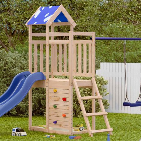 Spielturm Braun 110,5 x 52,5 x 215 cm Massives Kiefernholz
