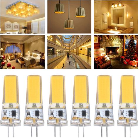Miniatur-G4-COB-Lampe, G4-Silikonlampe, dimmbare 9-W-COB-Lampe, geeignet für Pendelleuchten, Deckenleuchten, Wandleuchten und Tischlampen, 6 Lampen im Lieferumfang für warmes Licht. (1/5)