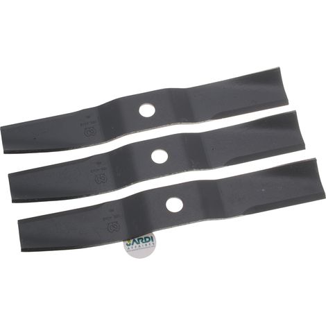 Jardiaffaires – Lot de 3 lames pour tondeuse Morgnieux – Longueur 418mm – Alésage 22mm – Coupe 120cm – Compatible avec modèles TR1200 et TA1200
