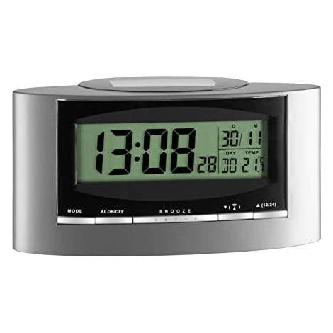 TFA Despertador digital solar plateado elegante y preciso (1/3)