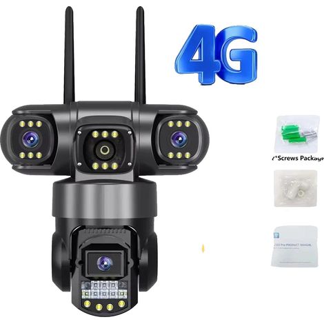 Caméra de surveillance vidéo, 12MP HD, vision nocturne, 4G Ajouter une carte de 256 Go, Prise EU-a (1/2)