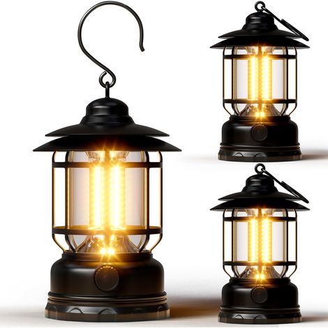 Lampe camping led 3 pièces variateur lumière urgence rechargeable