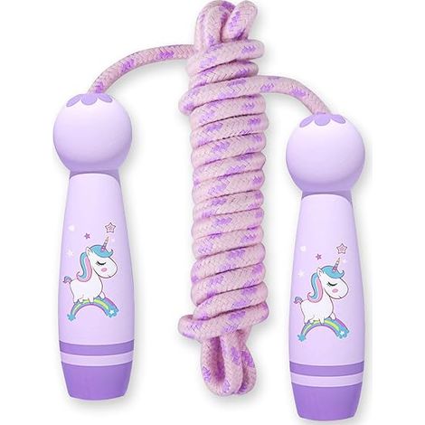 Kids Skipping Rope with Wooden Handle, 2.6m Adjustable Skipping Rope, Unicorn Speed Jump Rope with Foam Handle, Skipping Rope Speed Rope, Skipping Rope (1/5)