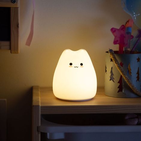 Lámpara de noche LED recargable con forma de gato – Luz nocturna para niños – Luz suave y relajante – Ideal para la mesita de noche (1/5)