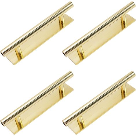 4er-Pack goldfarbene Kunststoff-Schiebetürgriffe, selbstklebend, langer Griff mit Platte für Küchenschrank-Schiebetüren (1/5)