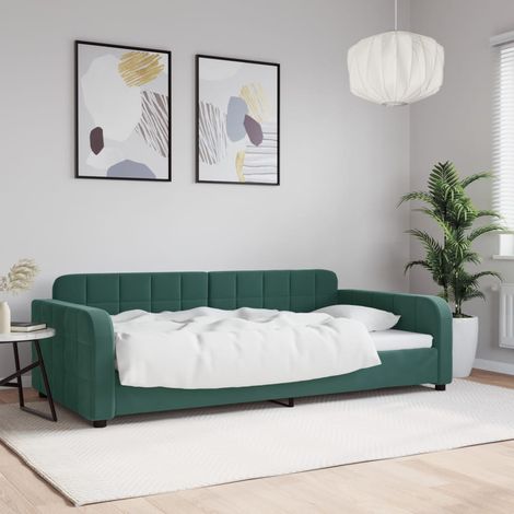 Sofá cama sin colchón terciopelo verde oscuro 100x200 cm vidaXL
