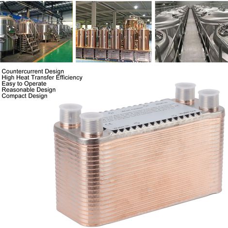 Échangeur de chaleur à 40 plaques, filetage NPT1/2, refroidisseur à contre-courant haute efficacité en acier inoxydable pour le chauffage de l'eau (1/5)