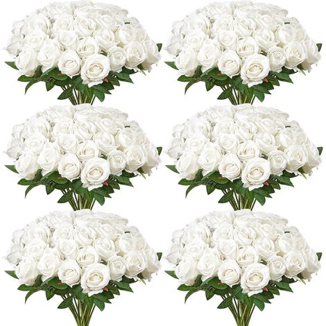 Fleurs Artificielles Blanches en Mousse, 120 Pièces, Roses Factices pour Bouquets de Mariage DIY, Décorations de Fête et Centre (1/5)