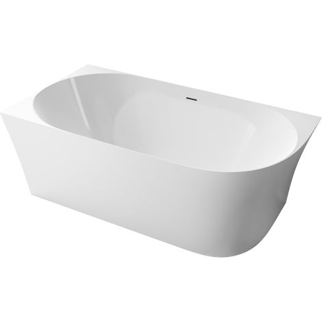 Bernstein – Baignoire d'angle semi-ilot acrylique 150x78cm blanc brillant – Installation gauche – Double paroi pour conservation chaleur – Vidage pop-up inclus - LINE 150 X