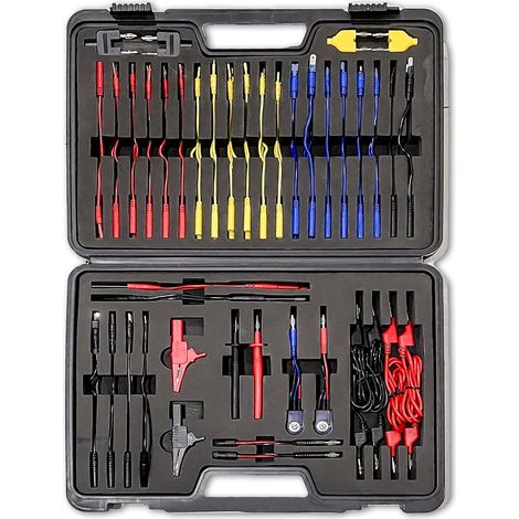 Kit de fils de test multimètre 92 pièces, cables de test automobile pour circuit électrique, kit de sondes arrière, ensemble de sondes multimètre avec étui de transport, pinces crocodile pour diagnost (1/5)