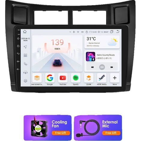 Système multimédia automobile, interface tactile, compatible avec Toyota Yaris 2005-2012, S4 (1/2)