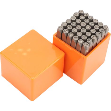 36 tampons lettres en métal, caractères alphanumériques de 1,2 pouce, en acier à haute teneur en carbone, haute dureté, adaptés aux applications de bricolage telles que le cuir et le bois. (1/5)