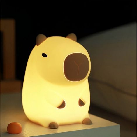 Veilleuse Capybara lampe de chevet pour bébé commande tactile rechargeable à intensité variable 9,8 x 16,5 x 11 cm 16,5 x 9,8 x 11 cm (1/4)