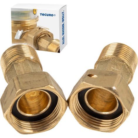 tecuro Wasserzähler Verschraubungen 3/4 Zoll ÜWM x 1/2 Zoll AG - 2-er Set, MS-blank