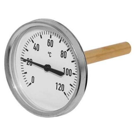 Zeigerthermometer Pufferthermometer mit Tauchhülse 1/2'' 100mm lang Ø 80, 0-120°C