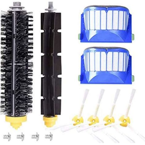 Kit Entretien Roomba 600/500 Series, 3 Filtres + 3 Brosses Latérales + Brosse Rouleau Bristle & Beater, Compatible 610 620 650 655 660 680 595 (1/4)