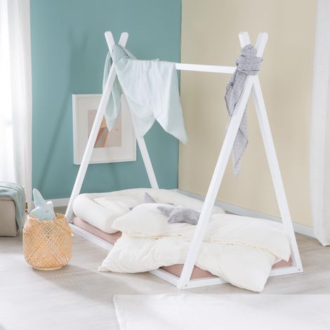 roba Lettino Montessori a Forma di Tenda 70 x 140 cm - Certificato FSC - Ecosostenibile - Robusto e Resistente - da 0 a 7 Anni - Legno di Bambù - Colore Bianco (1/4)