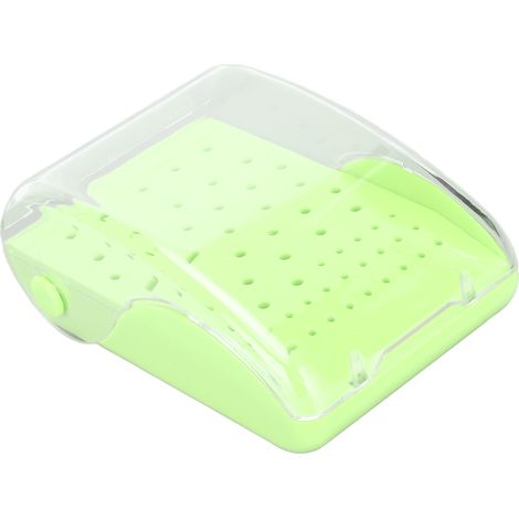 Boîte de rangement stérilisable 60 alvéoles pour fraises dentaires, organisateur médical vert pour cabinet dentaire ou hôpital. (1/5)