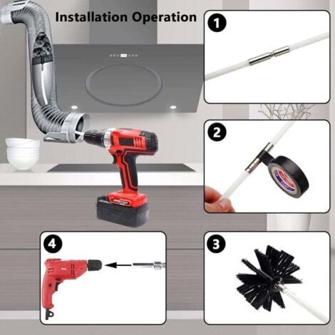 NALOOKAMIC Kit Brosse Nettoyage Cheminée , Diameter 150mm , Outil Nettoyage pour Cheminées avec 15 Tiges Flexibles de 410 mm et 2 TêTes de Brosse pour Cheminée , évent de Sécheuse , Tuyau d'égout , po