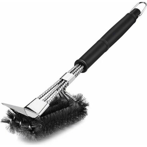 Brosse à barbecue avec spatule en acier inoxydable 304 et long manche - Idéale pour les barbecues à charbon ou électriques-AquaForge (1/2)