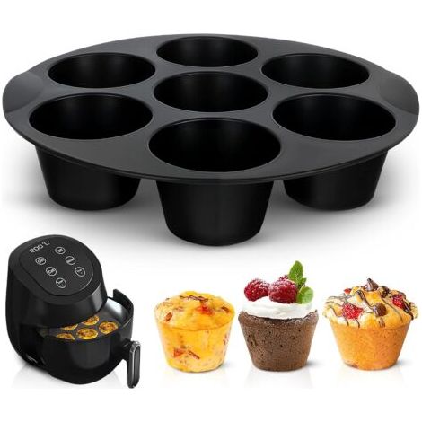 7-teilige schwarze Silikon-Heißluftfritteusenform (1/5)