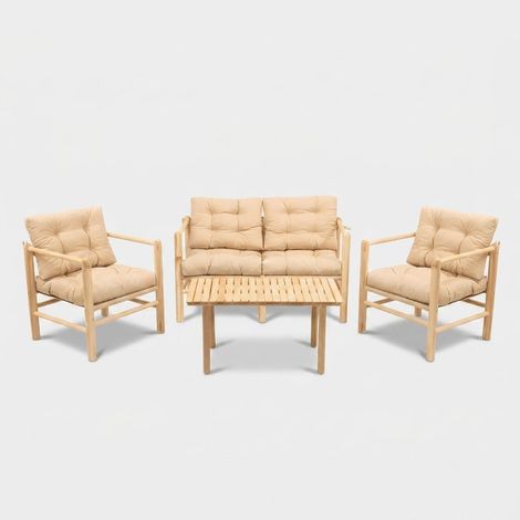 Conjunto de jardín de madera con mesa y asientos Torven (1/5)