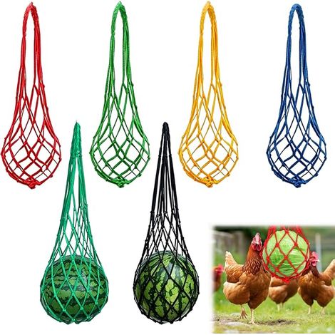 Filets d’Alimentation pour Poules Distributeur Fruits légumes pour volailles, Accessoire poulailler pour Stimulation Naturelle Poulets Canards oies Oiseaux (1/5)
