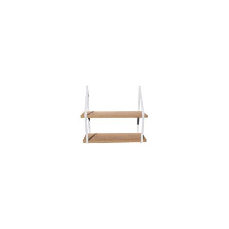 Étagère murale double chêne Cali 19 avec supports métal blanc