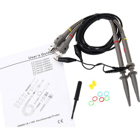 Kit de sondes oscilloscope P6040 40MHz – Atténuation X1 & X10 – Sondes haute qualité pour oscilloscope (kit 2 sondes + accessoires) (1/5)
