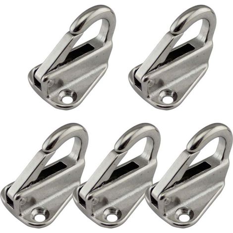 Tuserxln – Lot de 5 mousquetons en inox sur platine – Charge maximale 150kg – Diamètre oeillet 10mm – Pour chantiers humides et espaces confinés (1/5)