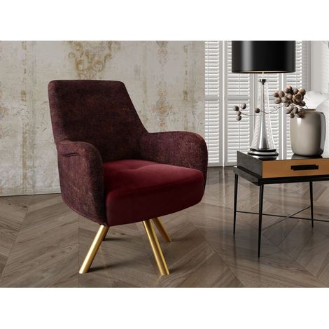 Sessel Drehsessel VALERIE in Stoff Touch Me und Elisa Velvet Bordeauxrot (1/4)
