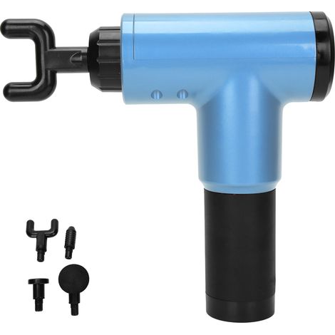 Pistolet de massage portable à percussion pour muscles profonds, outil de massage électrique pour le corps (bleu) (1/5)
