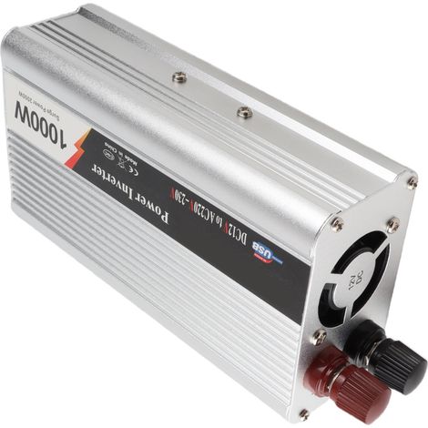 Convertisseur de tension voiture 1000W prise USB refroidissement silencieux onduleur 12V continu vers 220‑230V alternatif (1/5)