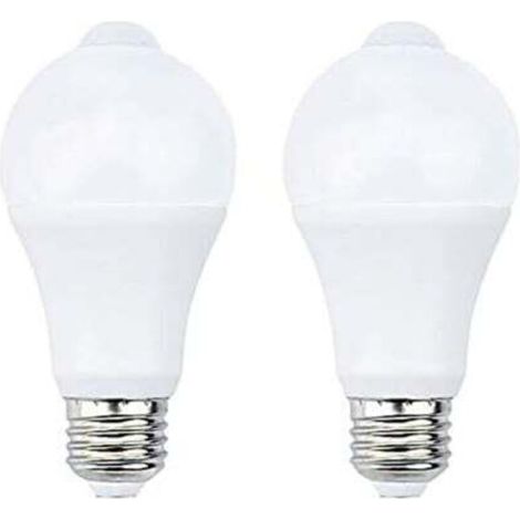 E27 12W LED-Lampe mit PIR-Sensor, 700 lm, 2700 K, für Treppenhaus/Flur/Garage – 2er-Pack