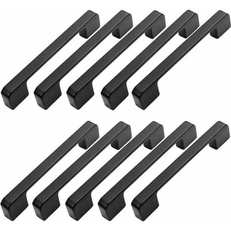 10pcs Poignée Meuble Entraxe 128mm-Poignée Porte Cuisine Noire Poignee Barre Meuble Poignee De Cuisine Noire 128mm (1/4)