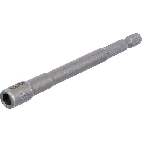 BGS Steckschlüssel-Einsatz Sechskant extra lang für Bohrmaschinen Antrieb Außensechskant 6,3 mm (1/4") SW 6 mm - 2762 (1/4)
