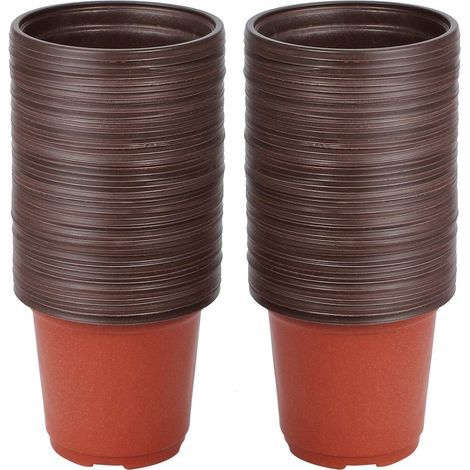 Petits Pots De Plantes, 100 Pièces Pots De Semis En Plastique Réutilisables / Pots De Pépinière, Pots De Plantes Ronds / Pots De Transplantation / Pots De Plantation Pour La Plantation Intérieure Et E (1/5)