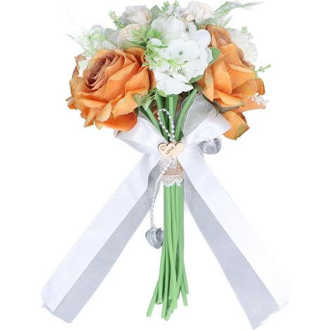Bouquet de mariée artificiel léger en plastique orange rétro pour décoration de cour élégante DIY (1/5)