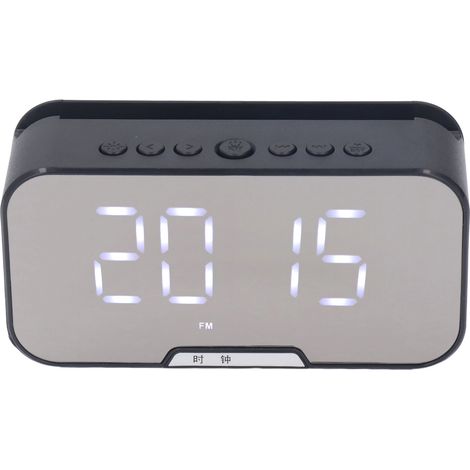 Réveil miroir avec haut-parleur Bluetooth, radio-réveil numérique rechargeable, autonomie de 7 jours, excellente qualité sonore (1/5)